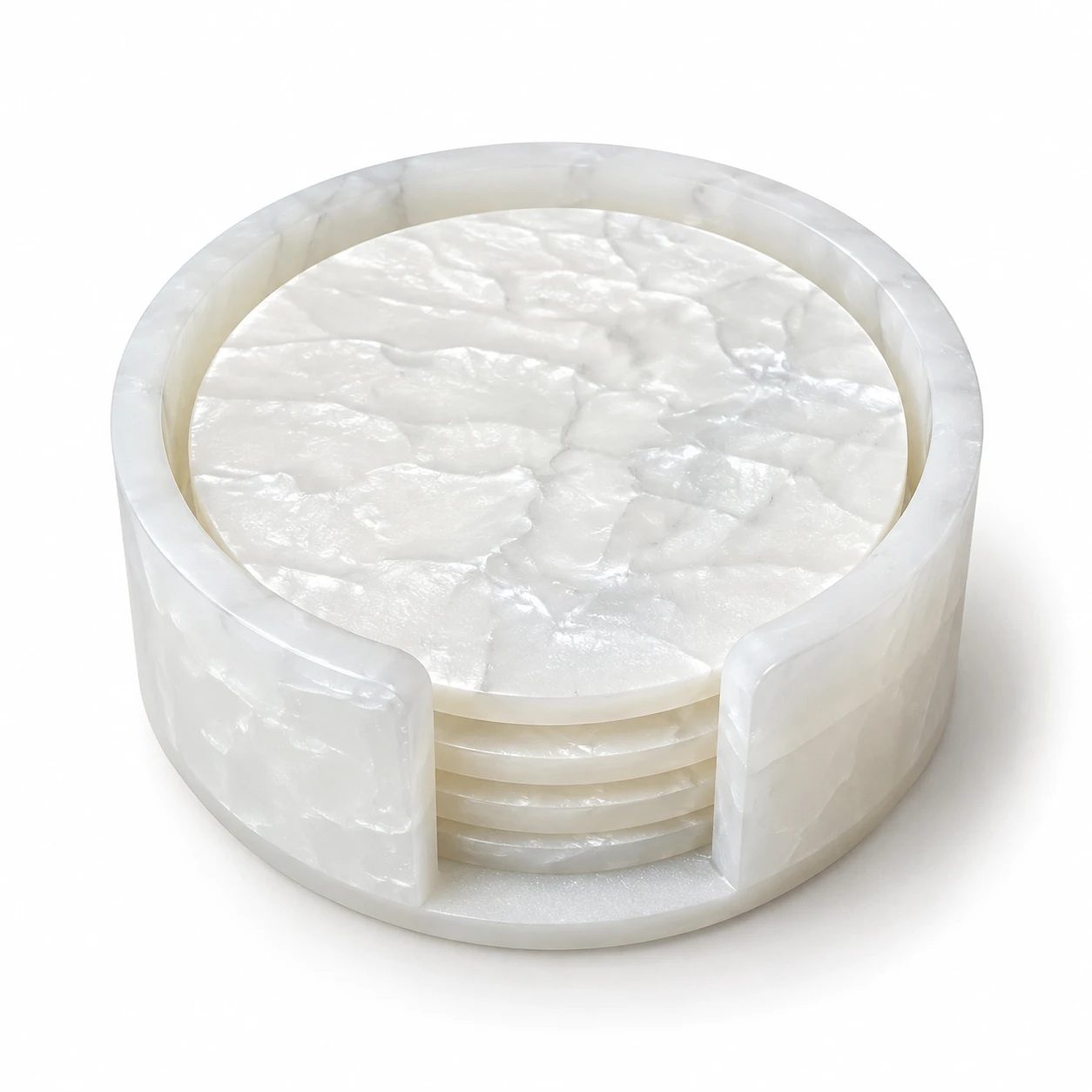 Acrylic Marble-Look Coasters with Stand